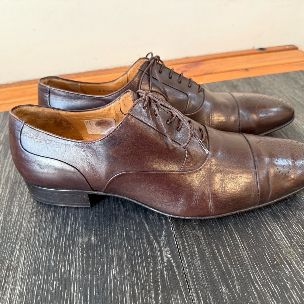 Bally Rich Brown Leather Men's Oxfords